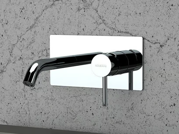 NEXT - Wall-mounted single handle washbasin mixer with plate _ Rubinetterie Mariani